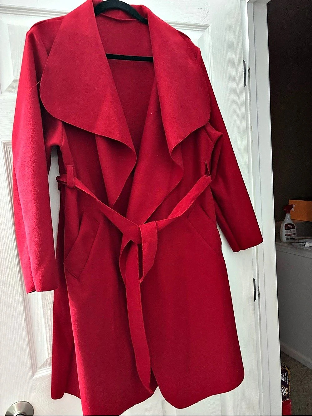 Red Belted Trench Coat Like New